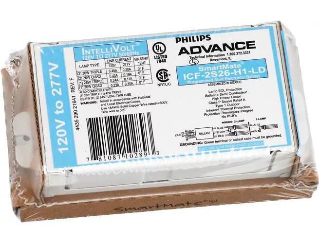 Advance SmartMate ICF2S42M2LDK Electronic Compact Fluorescent Ballast, CFL Lamp, 42 W Lamp, 120 to 277 V AC, Programmed, 0.97 Ballast Factor - Electronic Compact Fluorescent Ballasts