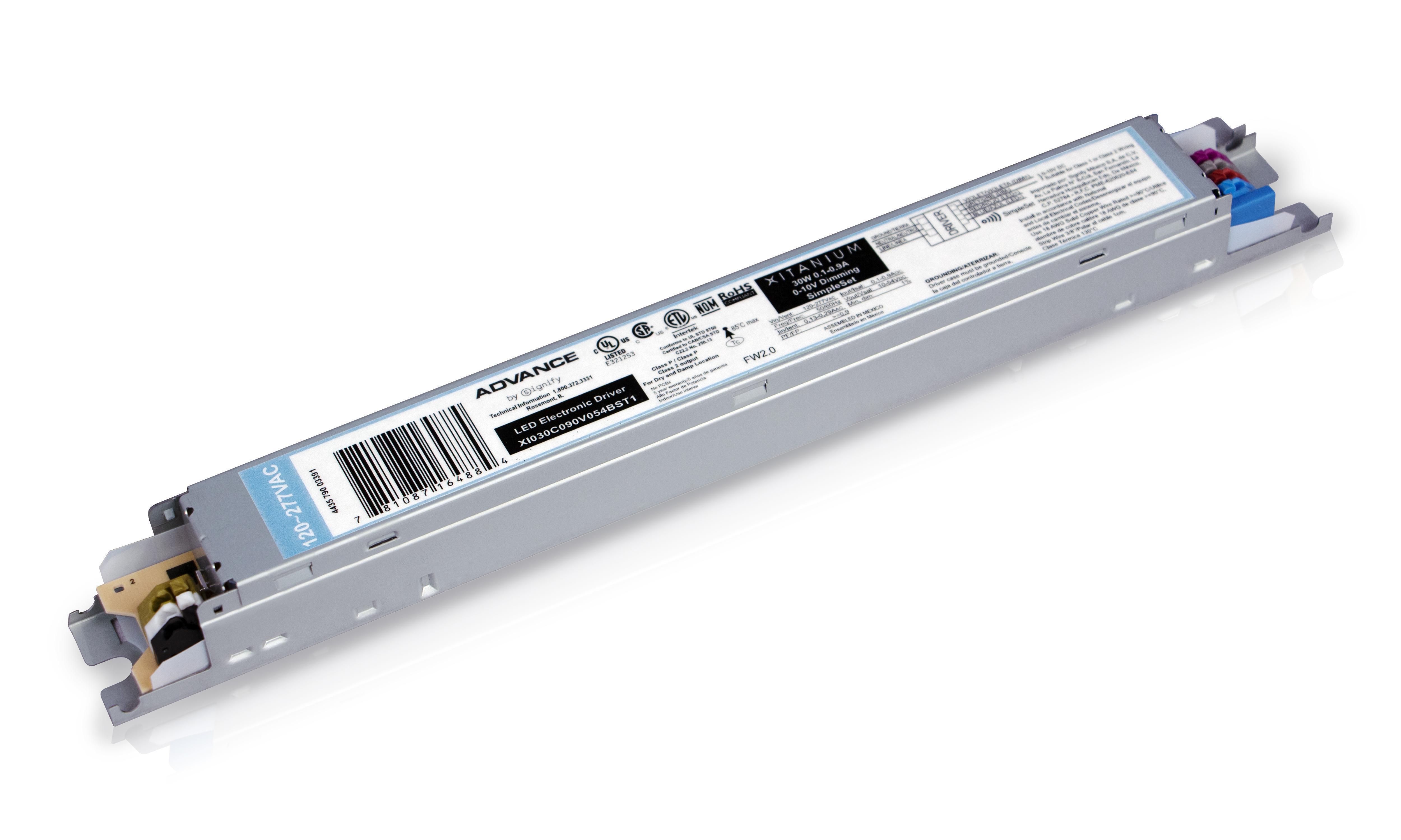 Advance Xitanium XI075C200V054BST1M Dimmable LED Driver, 120 to 277 VAC Input, 54 VAC Output, 75 W Power Rating, 16.6 in L x 1.18 in W - LED Drivers