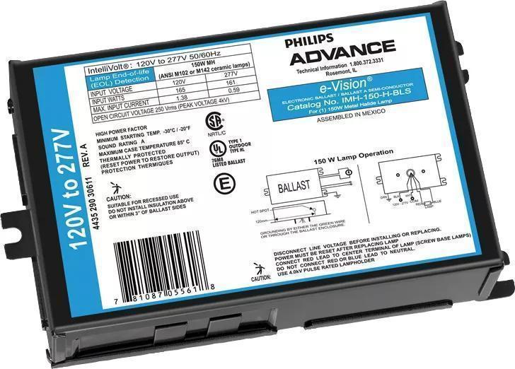 Advance e-Vision® IMH150HLFM Electronic HID Fixed Output Metal Halide Ballast, HID Metal Halide Lamp, 150 W Lamp, 120 to 277 V AC, Pulse, 1 Ballast Factor - Metal Halide Ballasts