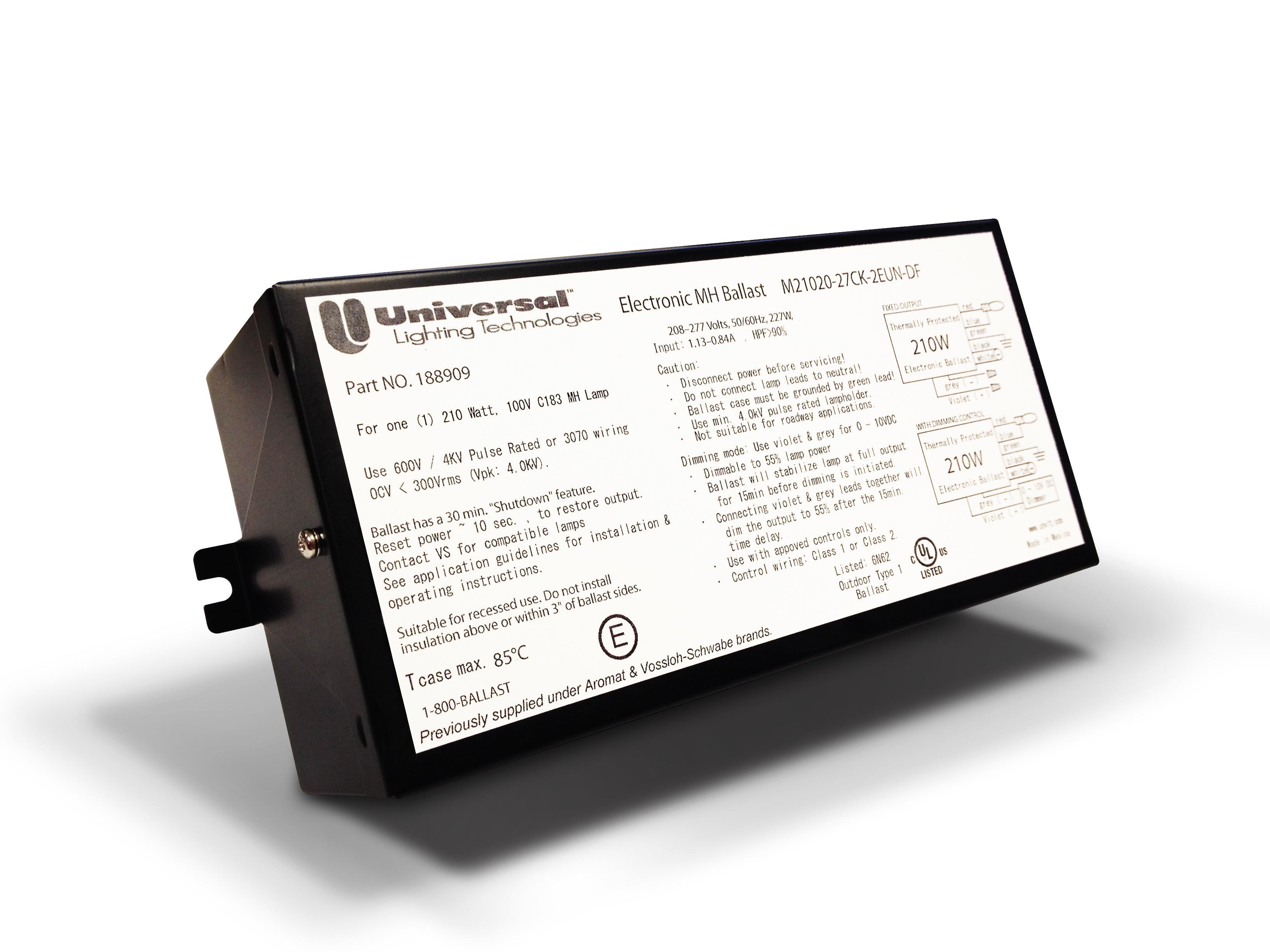 Universal™ 188574.02 Electronic Low Frequency Micro Case Square Wave HID Ballast, HID Metal Halide Lamp, 22 W Lamp, 120 V AC, Pulse/Resonant, 1 Ballast Factor - Metal Halide Ballasts