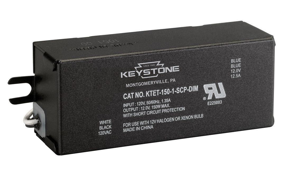 Keystone Technologies KTET-150-1-SCP-DIM-DP Low Voltage Transformer, 120 V Input, 11.4 VAC Output, 150 W, 1.27 A - Step Down Lamp Transformers