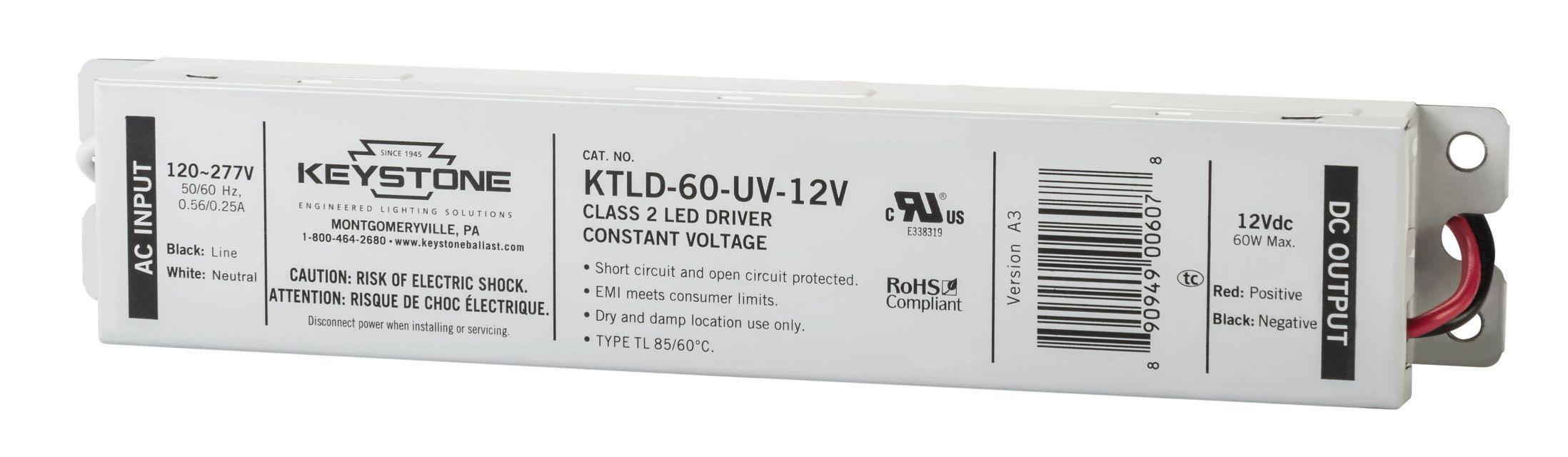 Keystone Technologies KTLD-60-UV-12V-DP Emergency Battery Backup, 120 to 277 VAC Input, 12 VDC Output - LED Drivers