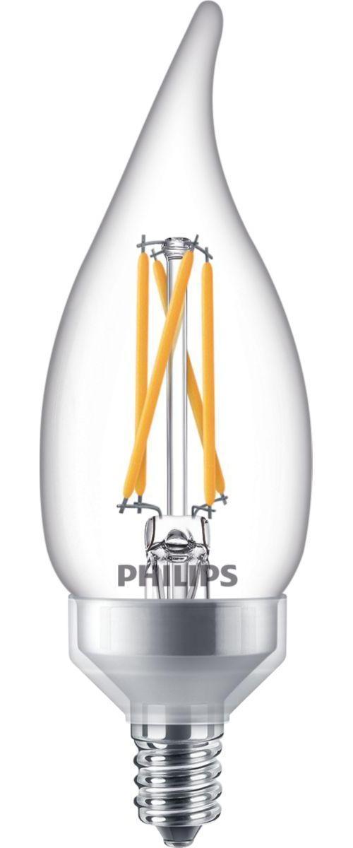 Philips 549543 MasterClass Dimmable Decorative LED Lamp, 3.3 W, 20 W Incandescent Equivalent, E12 Candelabra Screw-In LED Lamp, BA11 Shape, 300 Lumens - LED - Decorative