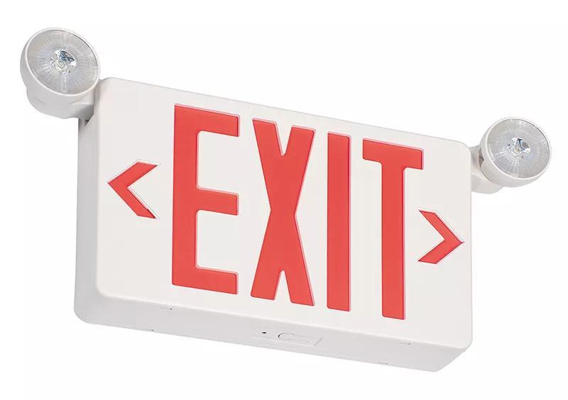 Signify Luminaires VLLC2R Economy Grade Emergency Light and Exit Sign, LED Lamp, 1.8 W Fixture, 120/277 VAC, 3.6 VDC, Office White Housing, EXIT Legend - Combo Lighting Unit & Exits