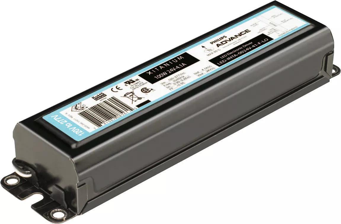 Advance Xitanium Intellivolt LEDINTA0700C210DOM Constant Current LED Driver, 120 to 277 VAC Input, 210 VDC Output, 165 W Power Rating, 8.38 in L x 2.35 in W - LED Drivers